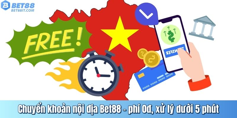 Chuyển khoản nội địa Bet88 – phí 0đ, xử lý 15 – 30 phút